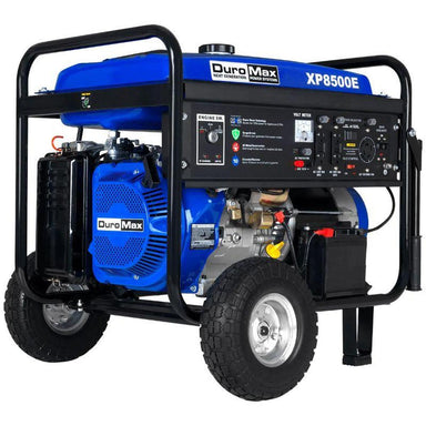A large black and blue portable generator