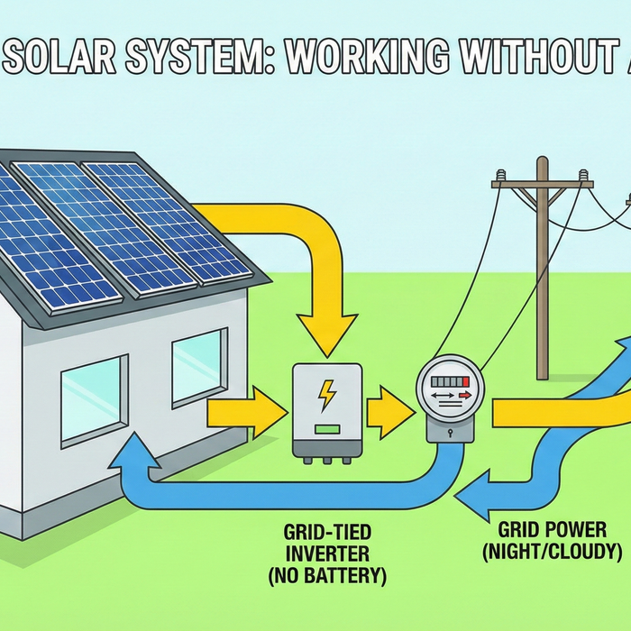 A grid tied solar powered home sending excess solar power back to the grid