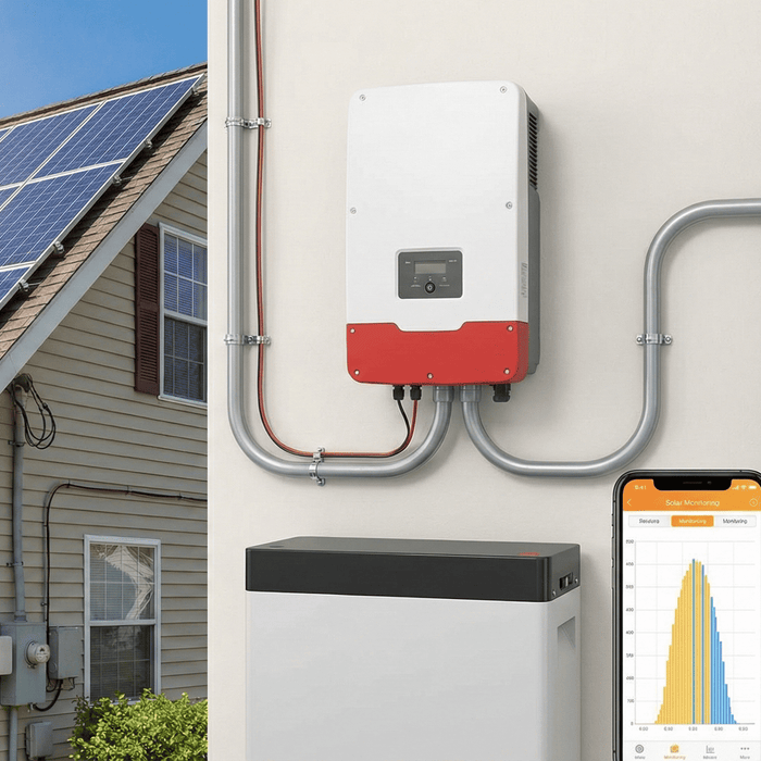 An inverter system being connected to the home's electrical supply