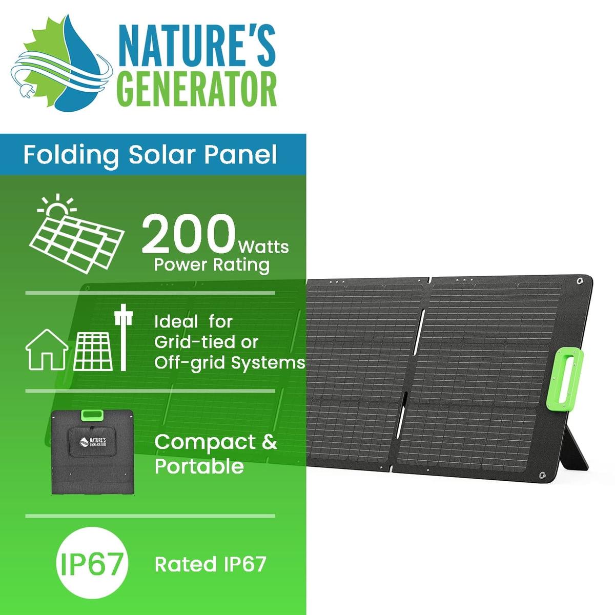 Nature's Generator 200W folding portable solar panel