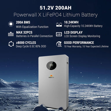Powerwall X LITHIUM BATTERY 51.2V 200AH SG48200T-2