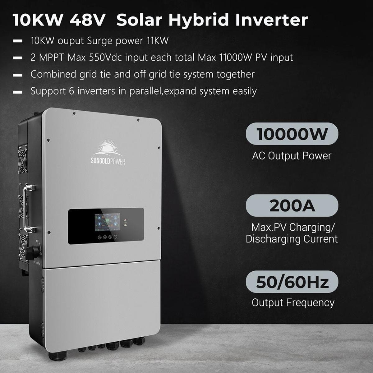 10KW Hybrid Inverter 48V Split Phase Grid Feedback Batteryless-5