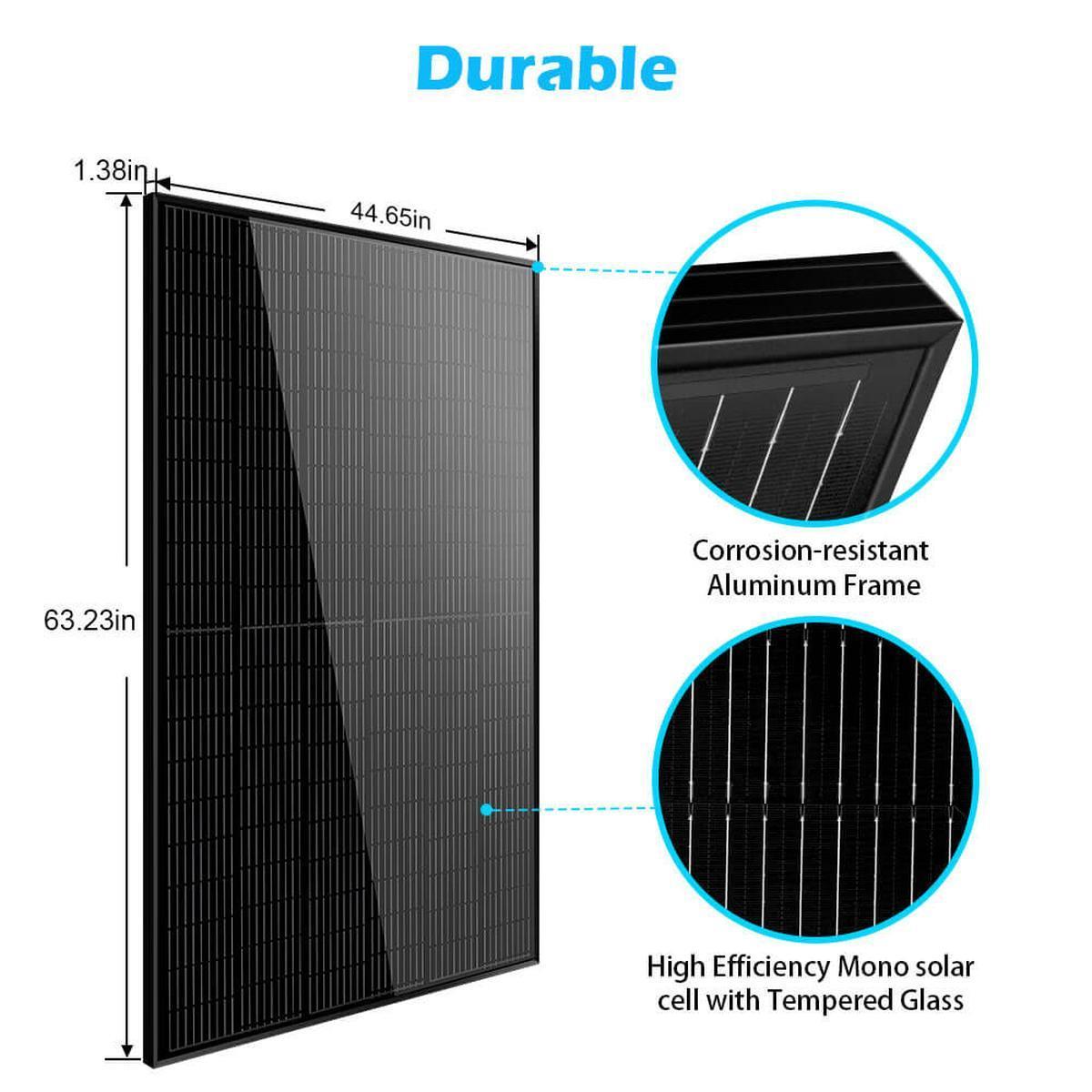 370W MONO BLACK PERC SOLAR PANEL FULL PALLET (32 PANELS) UL 61730-3