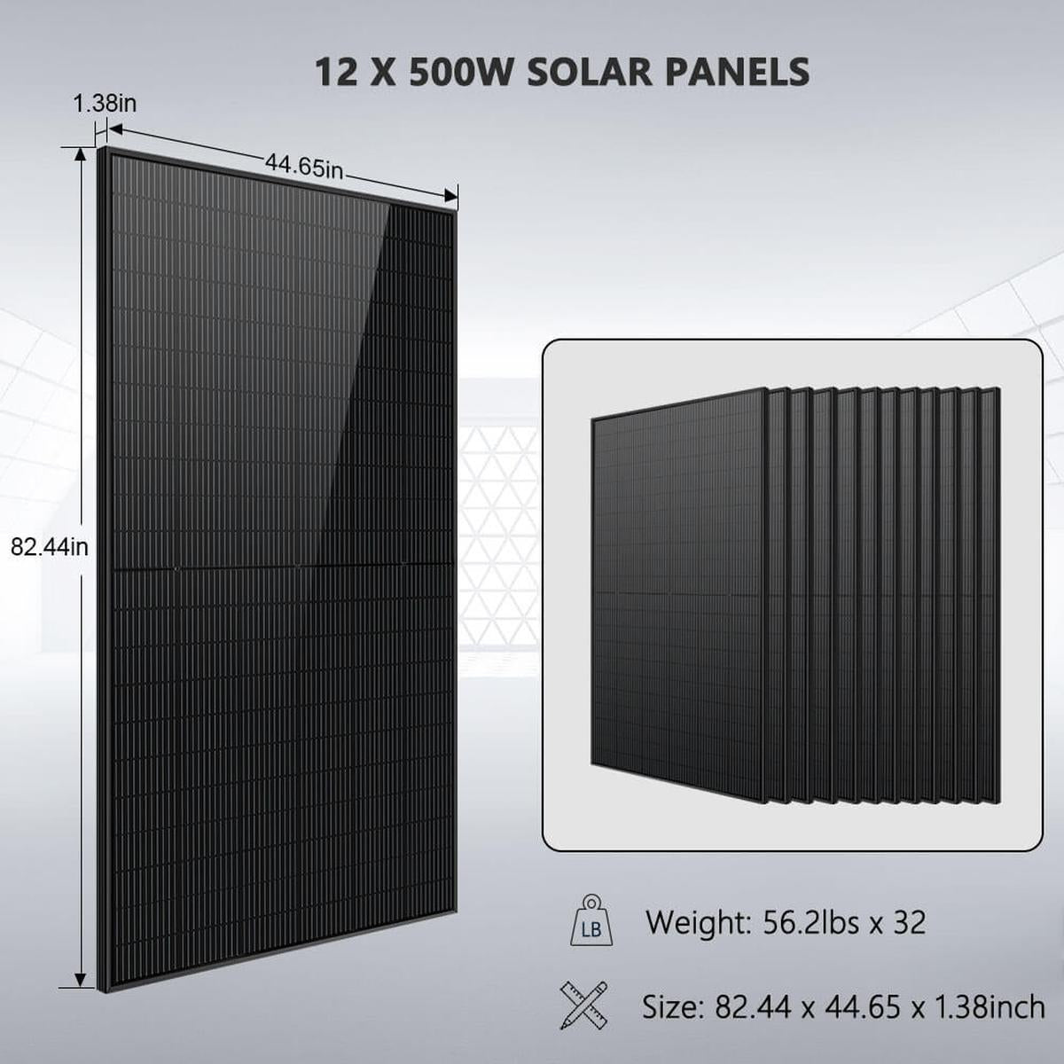 Hybrid Solar Kit 7.6KW 48V Split Phase 15.36KWH/30.72KWH Lithium Battery 415/ 500 Watt Solar Panel SGH-7.6N3E/ SGH-7.6DN6E-4