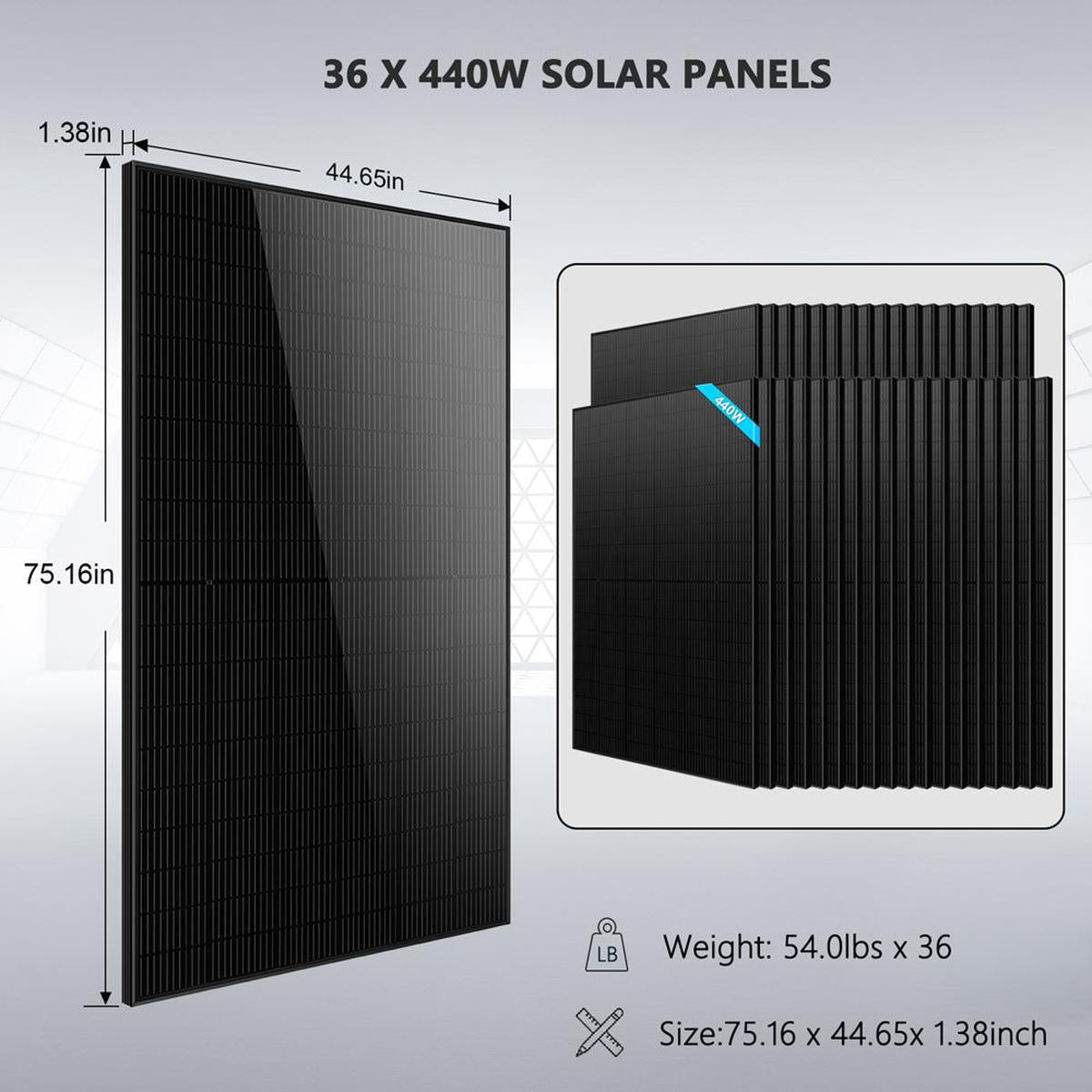 Hybrid Solar Kit 11.4KW 48V Split Phase 20.48KWH/50.2KWH Lithium Battery 440 Watt Solar Panel SGH-11N2E/ SGH-11N5E-11