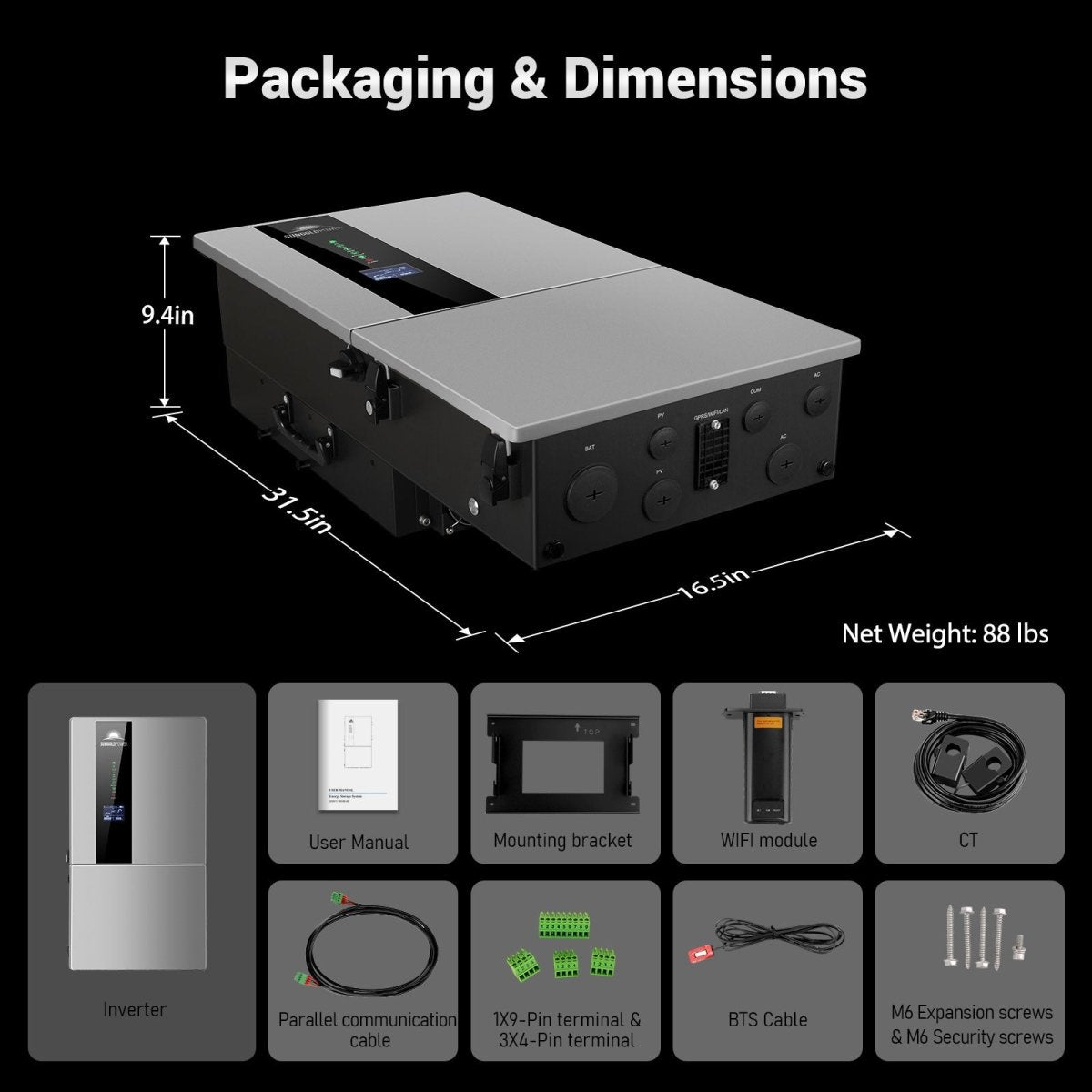 7.6KW/ 11.4KW Hybrid Inverter 48V Split Phase SGN11.4KHB-48/ SGN7.6K1HB-48
