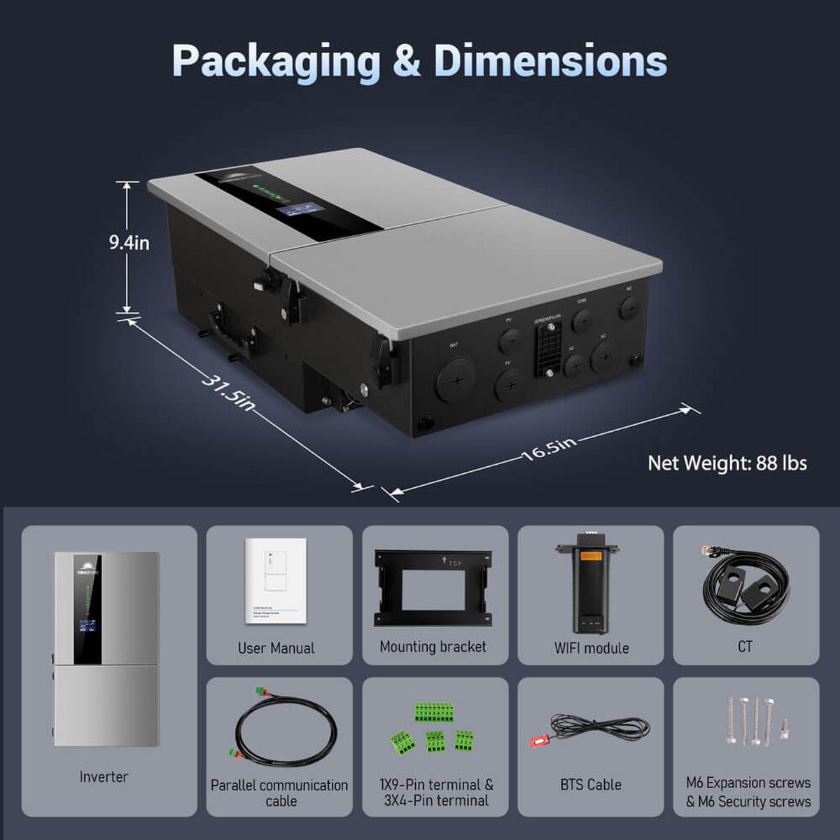 7.6KW/ 11.4KW Hybrid Inverter 48V Split Phase SGN11.4KHB-48/ SGN7.6K1HB-48-15
