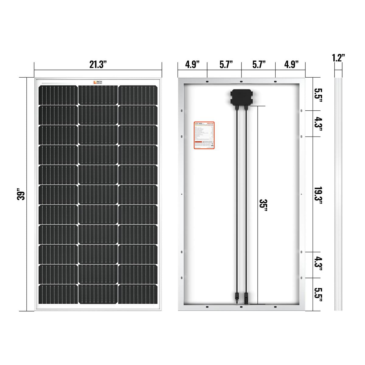 MEGA 100 | 100 Watt Solar Panel | Premier 12V Off-Grid Solar Panel for Vans, Campers, Boats | 25-Year Output Warranty | UL Certified-3