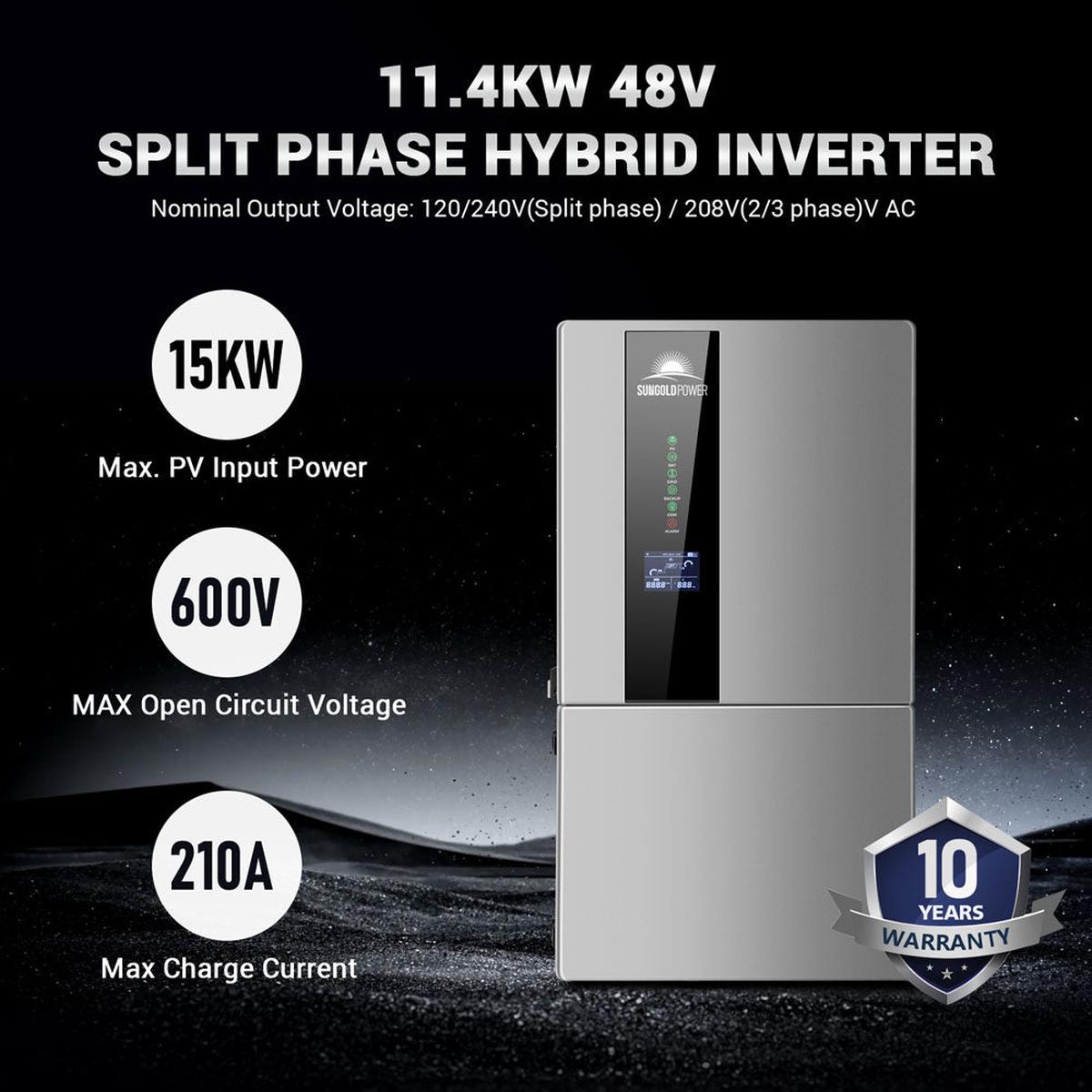 7.6KW/ 11.4KW Hybrid Inverter 48V Split Phase SGN11.4KHB-48/ SGN7.6K1HB-48-17