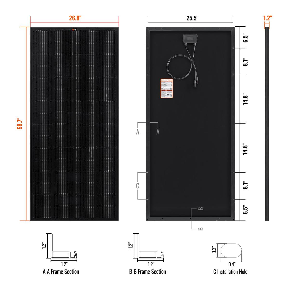 MEGA 200 | 200 Watt Solar Panel | Premier 12V Off-Grid Solar Panel for RVs Cabins, Boats | 25-Year Output Warranty | UL Certified-17