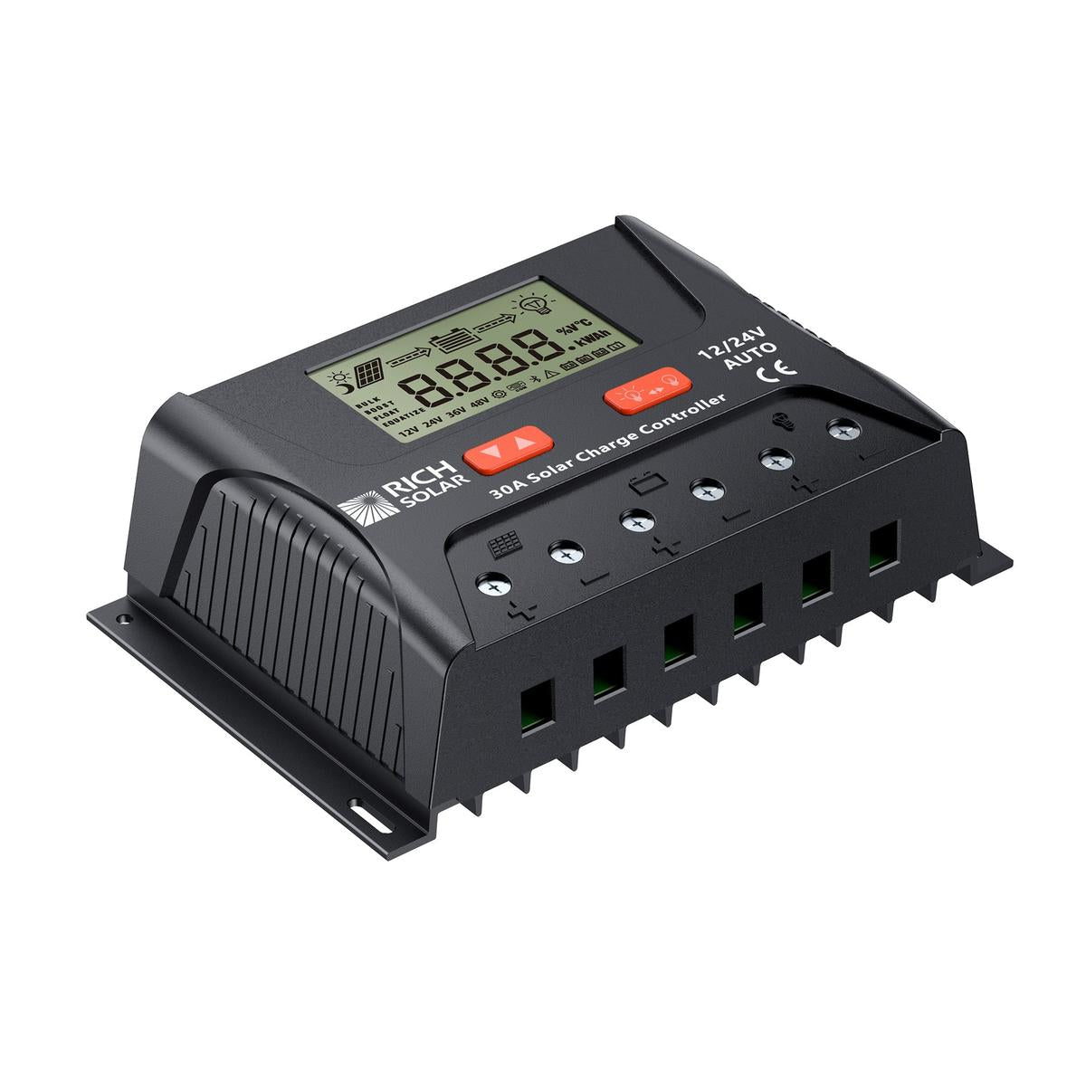 30 Amp PWM Solar Charge Controller | 12V/24V Auto 30A PWM Controller for RVs, Trailers, Campers, Vans, Boats, Off-Grid-2