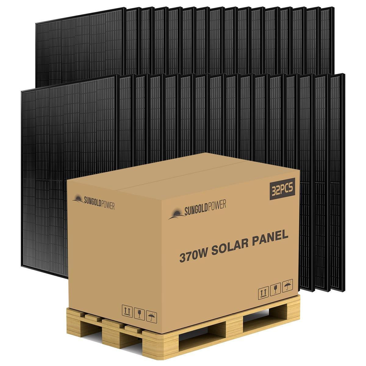 370W MONO BLACK PERC SOLAR PANEL FULL PALLET (32 PANELS) UL 61730-7