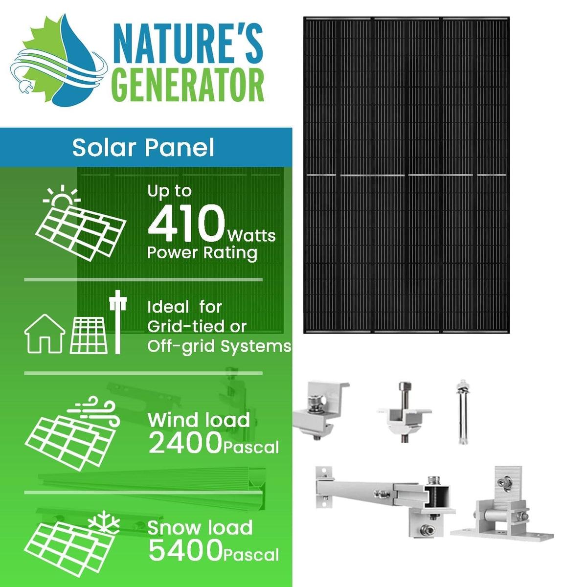 410 Watt Monocrystalline Solar Panel (2 Pack) With Solar Panel Mount Rack-2