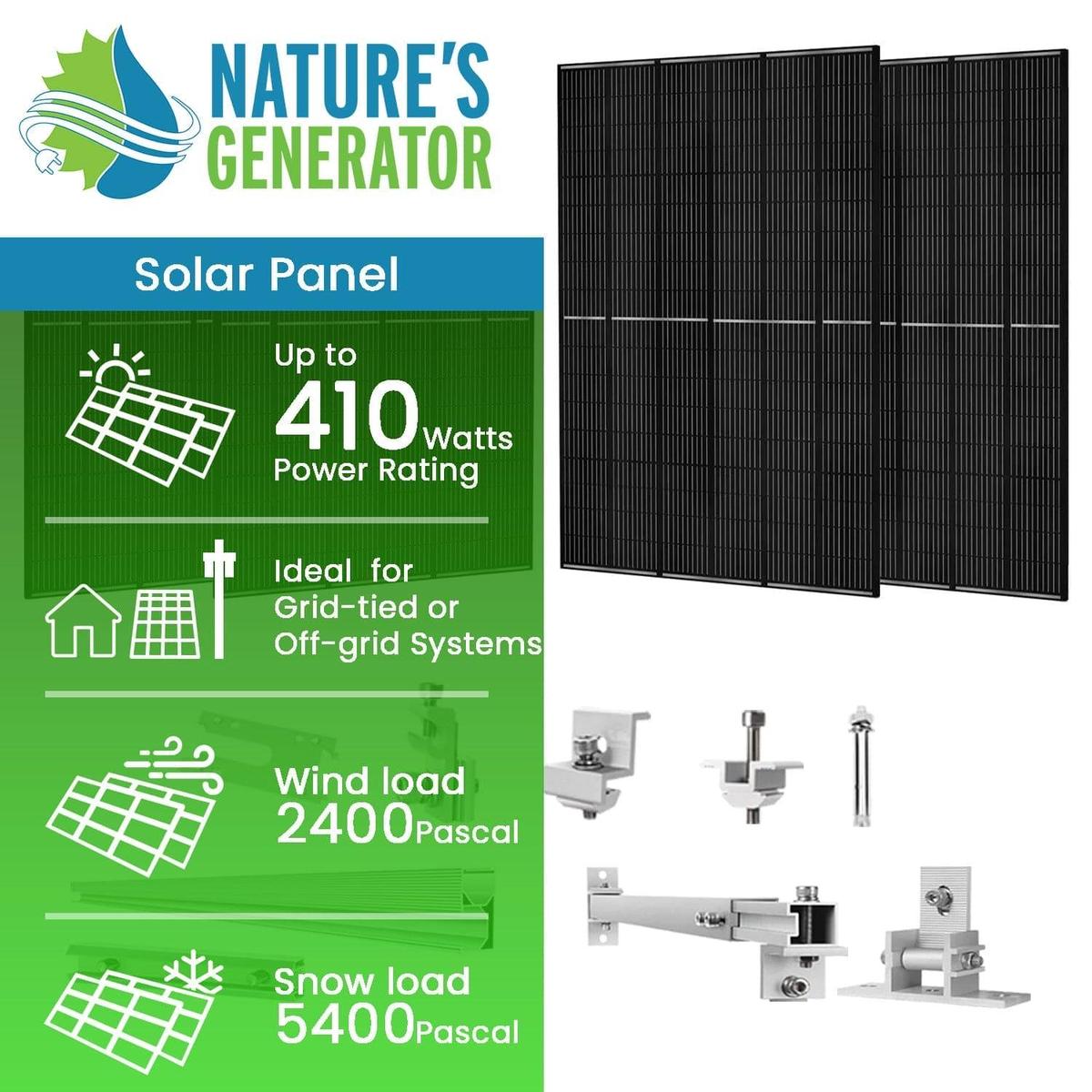 410 Watt Monocrystalline Solar Panel (4 Pack) With Solar Panel Mount Rack-2