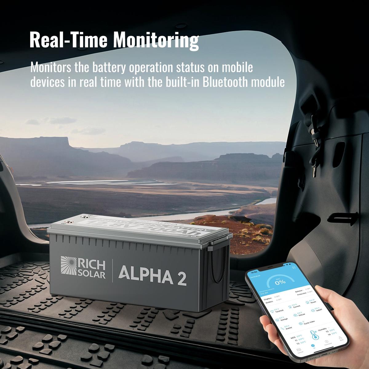 ALPHA 2 | 12V 200Ah LiFePO4 Battery | Powerful 12V Lithium Battery for RVs, Trailers, Vans, Boats, Off-Grid | 5,000 Lifetime Cycles | Bluetooth and Internal Heat Technology-9