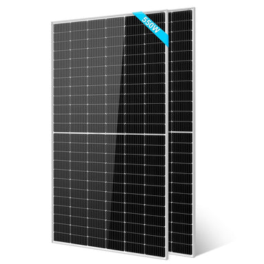A single monocrystalline silicon solar panel with a black surface and blue borders, labeled with '550W' and 'MONO' indicators.