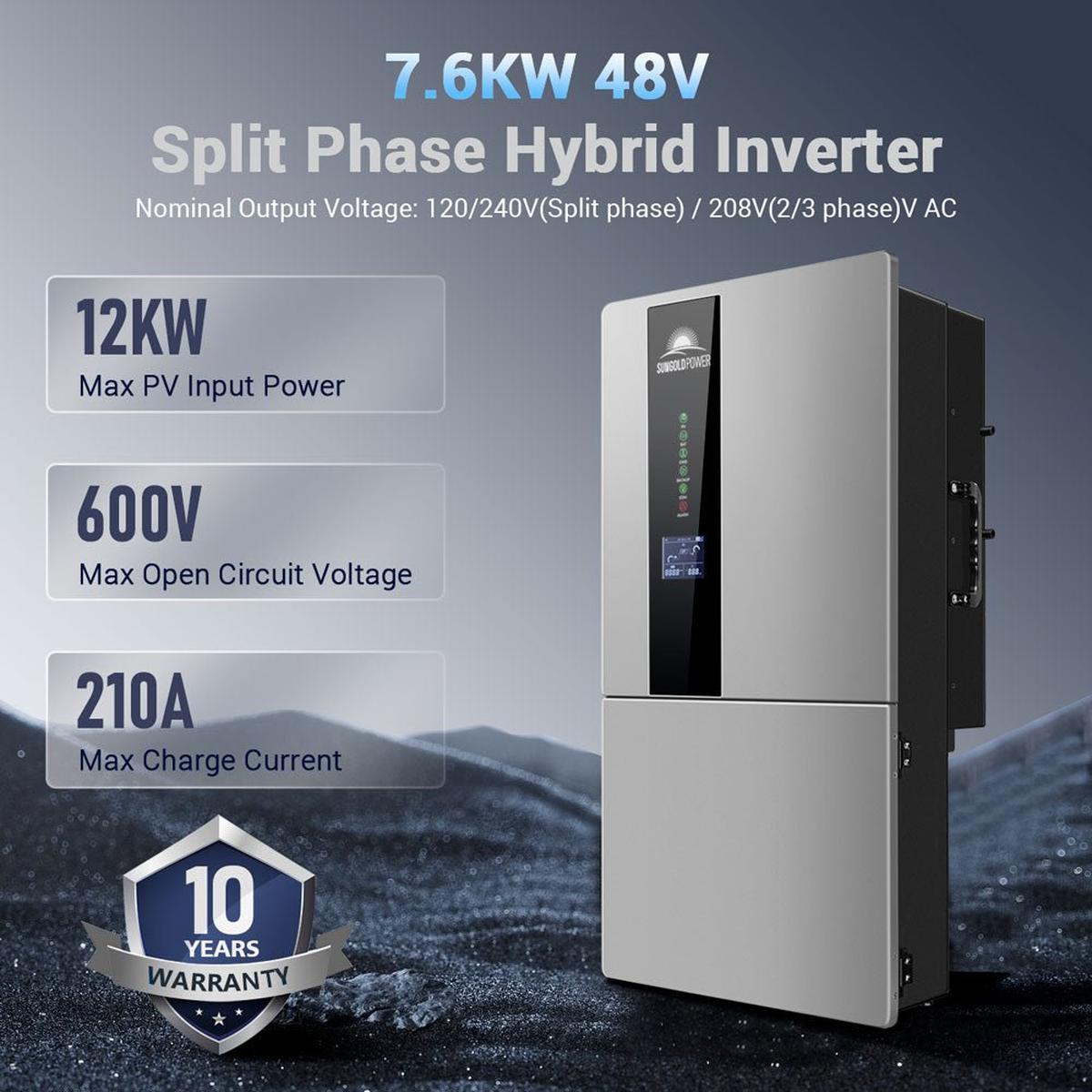 7.6KW/ 11.4KW Hybrid Inverter 48V Split Phase SGN11.4KHB-48/ SGN7.6K1HB-48-16