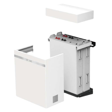 A disassembled battery cabinet with its metal module exposed represents the Pytes Forest RB 6 Slot Battery Cabinet for E-Box-48100R - 11040910016