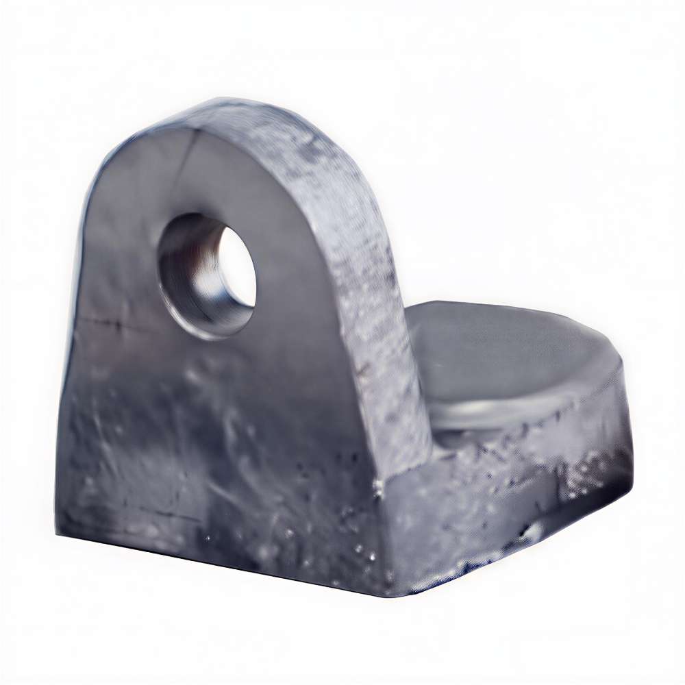 A metal connector piece used with the Rolls Battery S6 L16-HC 445Ah 6V Deep Cycle Battery is displayed up close