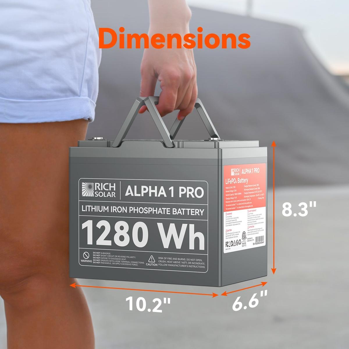 ALPHA 1 PRO | 12V 100Ah LiFePO4 Battery | Premium 12V Lithium Battery for Off-Grid, RVs, Boats | 7,000 Lifetime Cycles | 10-Year Warranty | UL1973 Certified-3