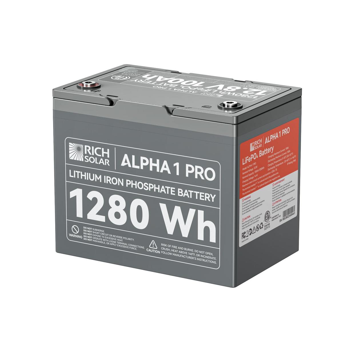 ALPHA 1 PRO | 12V 100Ah LiFePO4 Battery | Premium 12V Lithium Battery for Off-Grid, RVs, Boats | 7,000 Lifetime Cycles | 10-Year Warranty | UL1973 Certified-1
