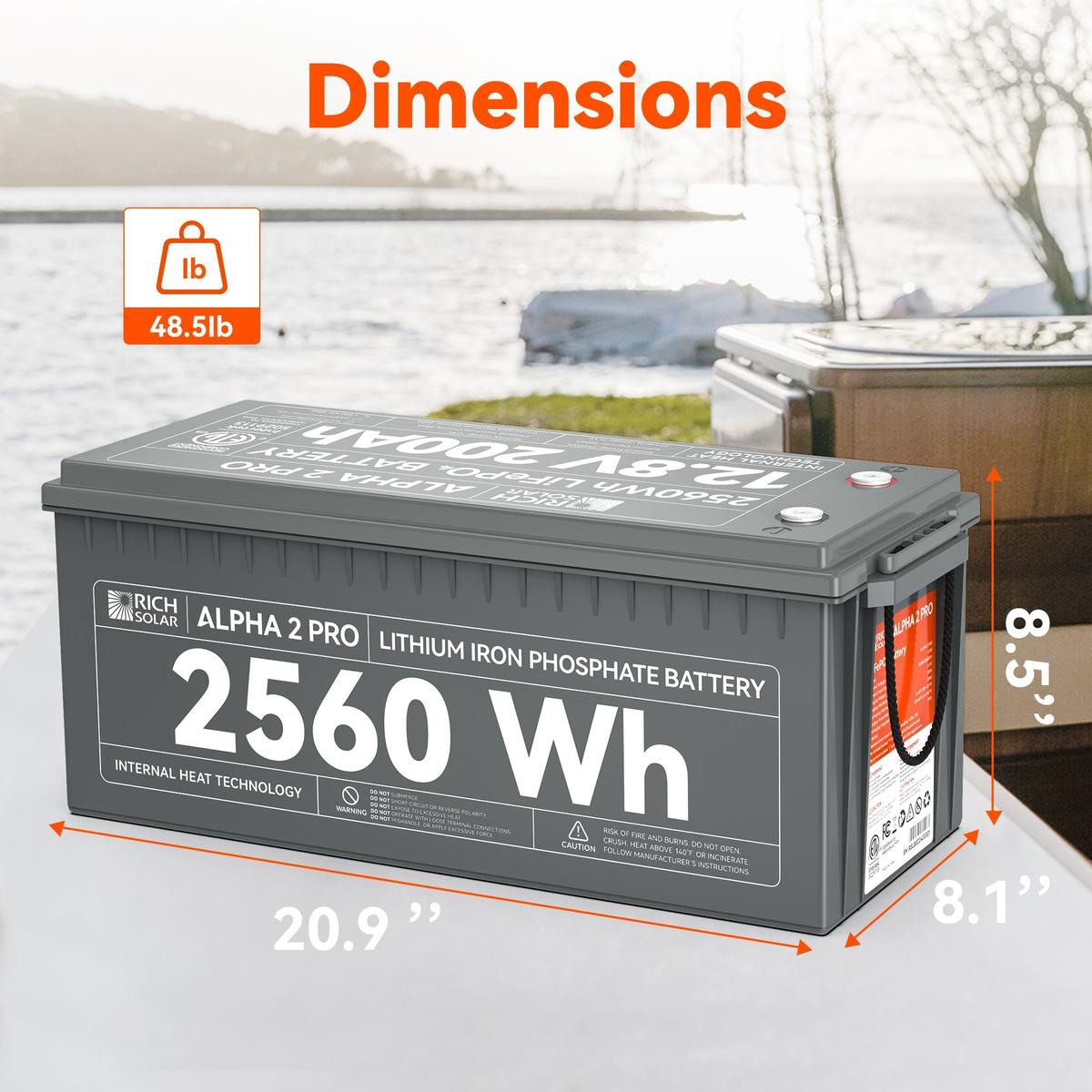 ALPHA 2 PRO | 12V 200Ah LiFePO4 Battery | Premium 12V Lithium Battery for RVs, Cabins, Tiny Homes | 7,000 Lifetime Cycles | 10 Year Warranty | UL1973 Certified-3