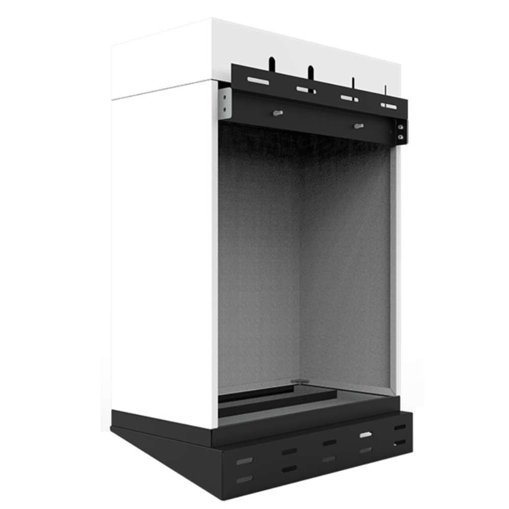 An empty open-frame cabinet with its front cover removed shows the Pytes Forest RB 6 Slot Battery Cabinet for E-Box-48100R - 110409100166
