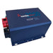 Angled view of the Samlex America Evolution Series EVO-3012E 3000 Watts 12VDC Pure Sine Inverter/Charger - Export Version with a blue metal case and red and black power terminals