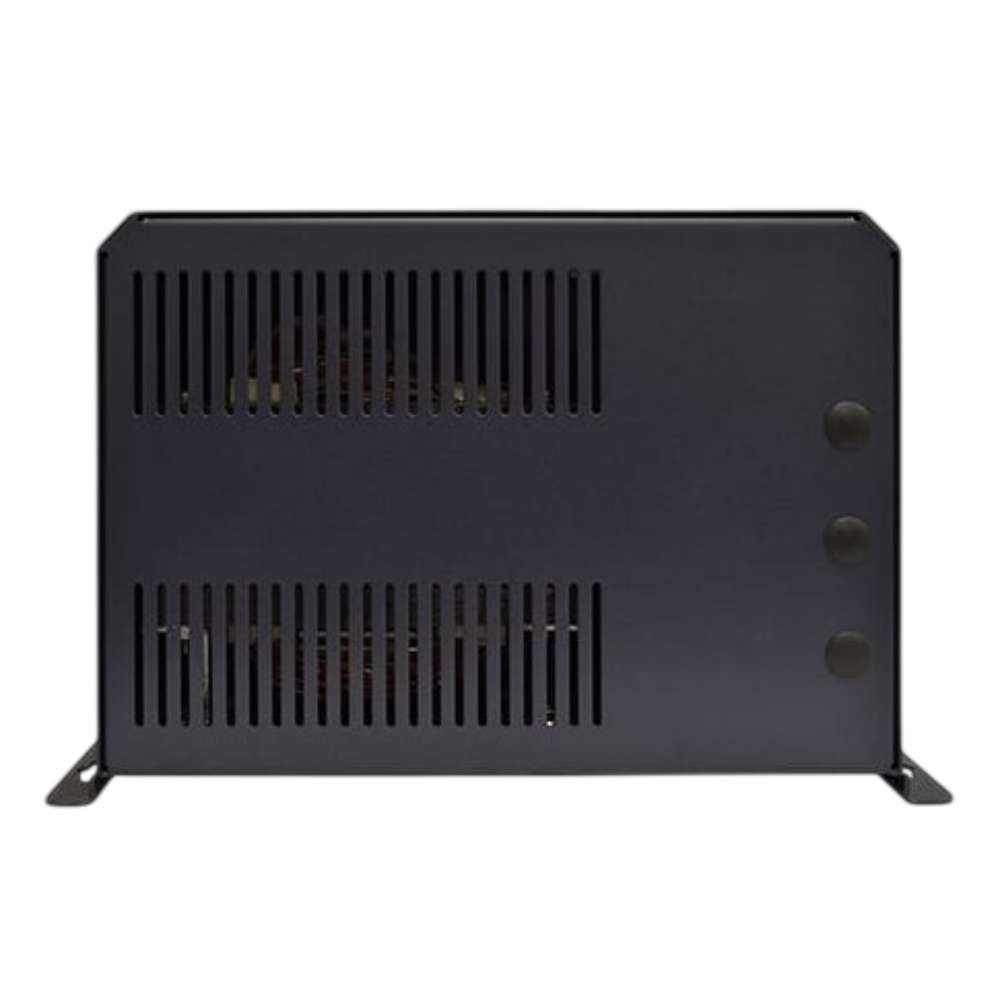 Back of the Samlex America Evolution Series EVO-4024 4000 Watts 24VDC Pure Sine Inverter/Charger with cooling vents in a black metal casing