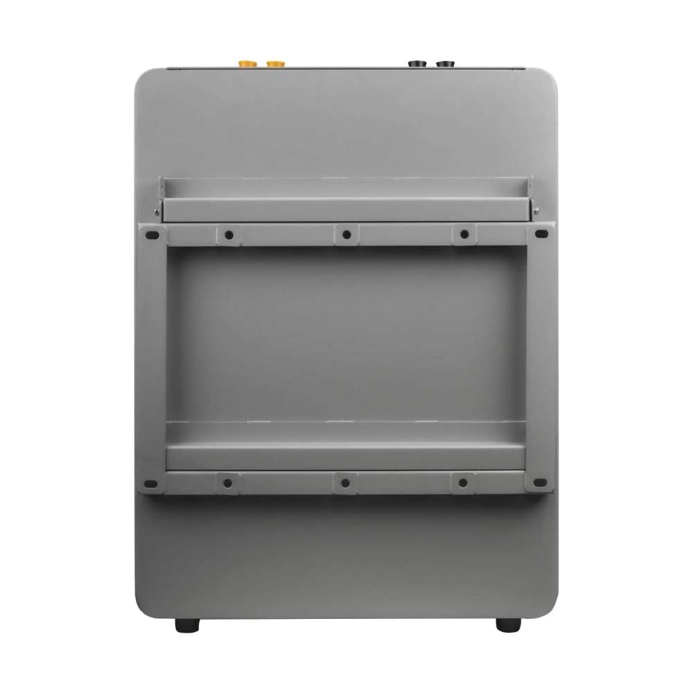 Back view of EG4 WallMount Indoor All Weather Lithium Battery 48V 100AH - EG4LIFPOW4WM-48V100A featuring a flat metal panel with mounting brackets