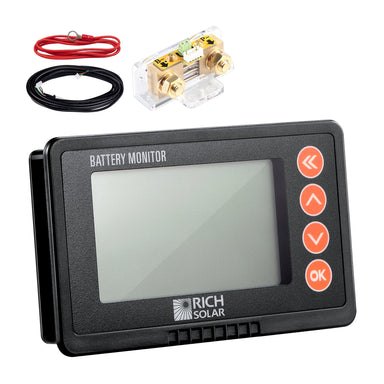 500 Amp Battery Monitor with Shunt | 8~120V 500A Battery Monitor with Shunt | Accurate Battery Status Monitor | Easy to Use - RICH SOLAR
