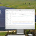 Computer screen shows solar performance data with a field of solar panels behind it, illustrating monitoring supported by the Tigo Energy 200A Automatic Transfer Switch w Generator Support-801-200200-0301