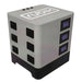 Cube-shaped gray and black battery with side ports and a white Rubix logo, known as the Rubix Stack Series 24 Volt 200AH Lithium Battery - RS-24200