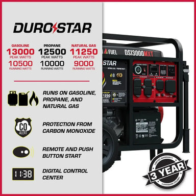 DuroStar DS13000MXT 13,000 Watt Tri Fuel Portable Generator w/ CO Alert-2