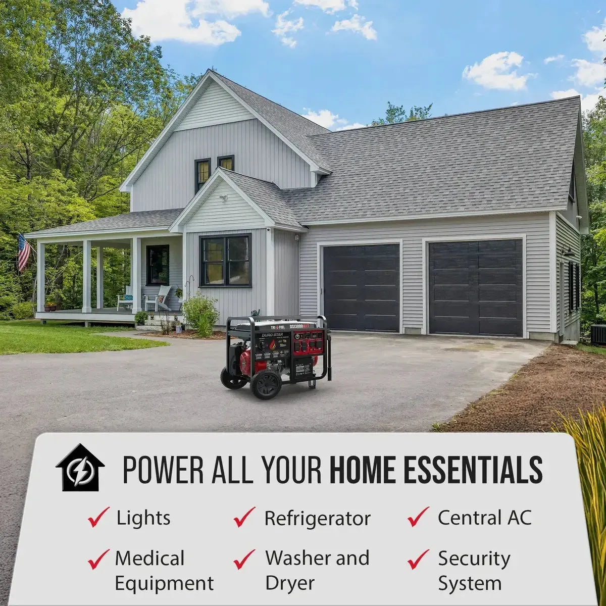 DuroStar DS13000MXT 13,000 Watt Tri Fuel Portable Generator w/ CO Alert-6