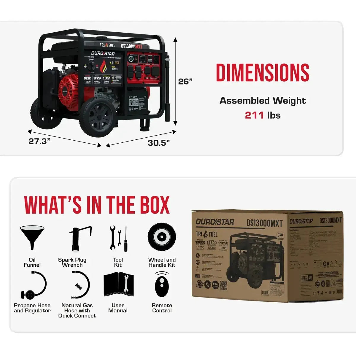 DuroStar DS13000MXT 13,000 Watt Tri Fuel Portable Generator w/ CO Alert-8