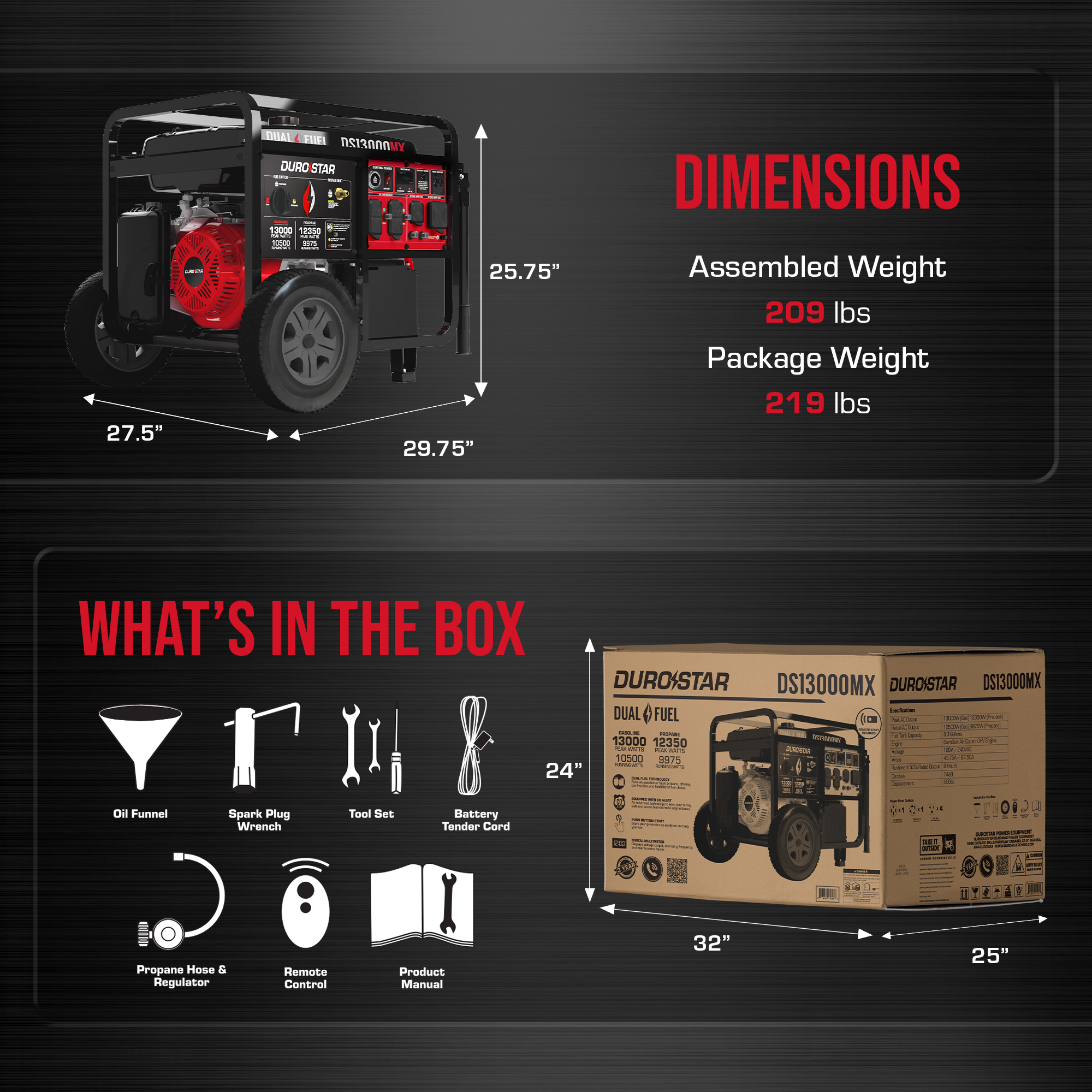 DuroStar DS13000MX dual fuel generator