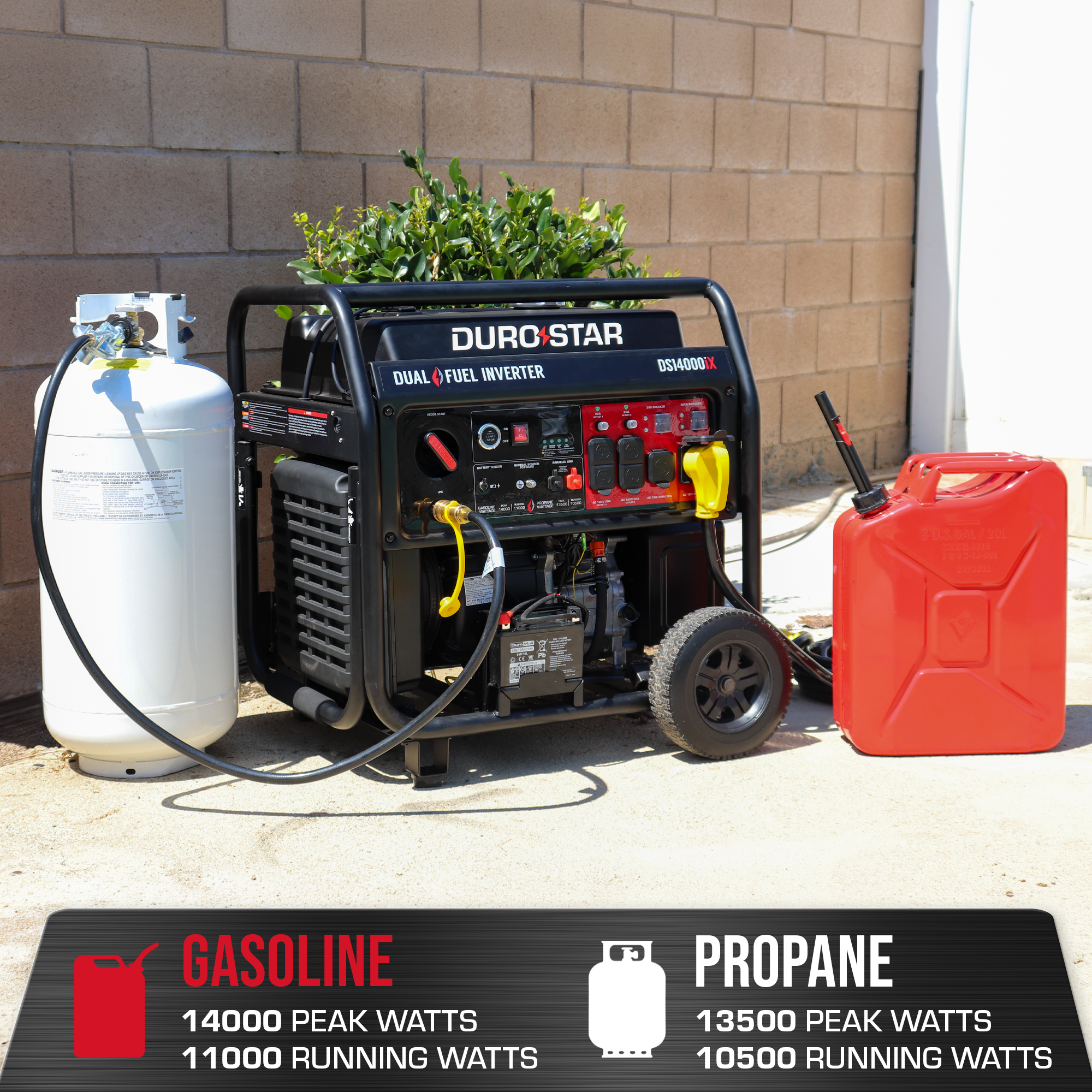 DuroStar DS14000iX dual fuel inverter generator