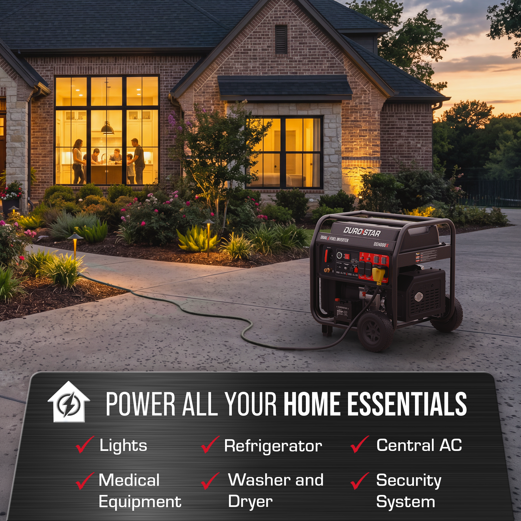 DuroStar DS14000iX dual fuel inverter generator
