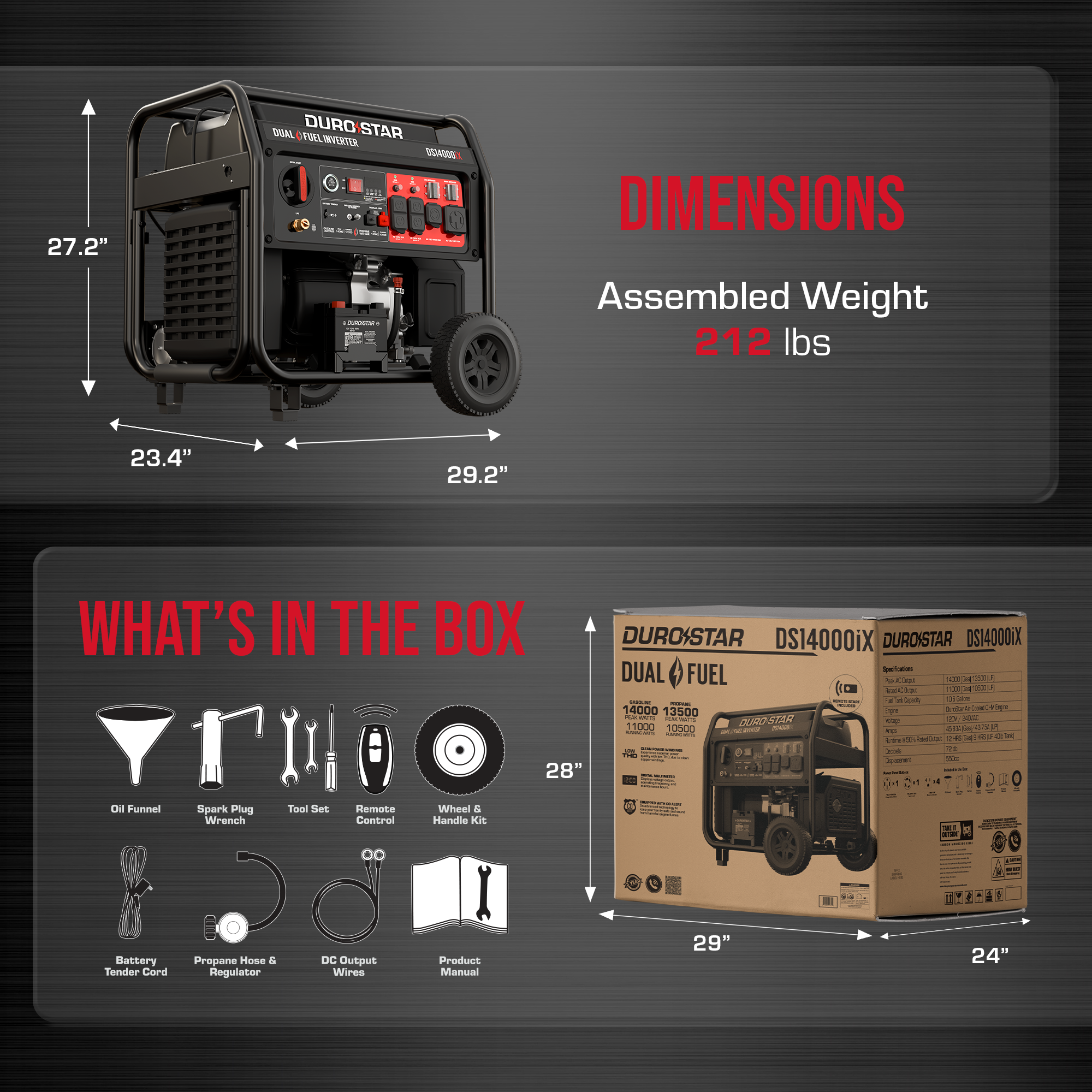 DuroStar DS14000iX dual fuel inverter generator