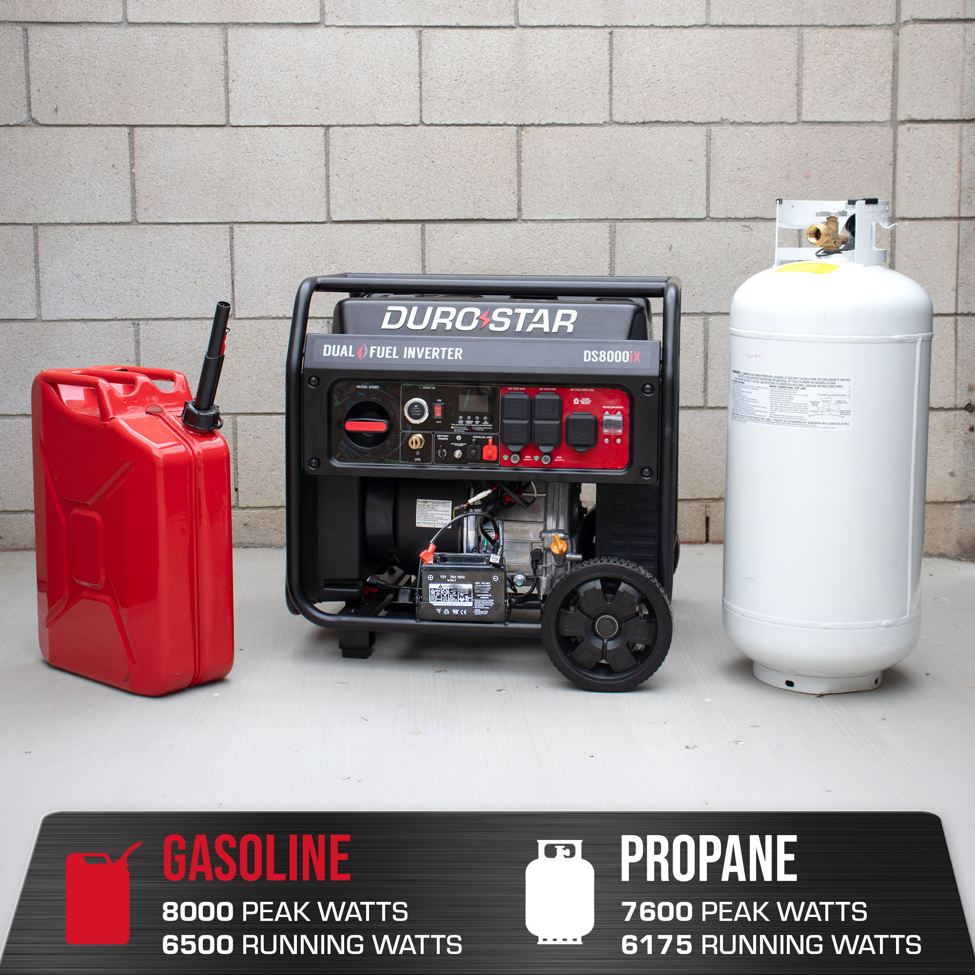 DuroStar DS8000iX dual fuel inverter generator