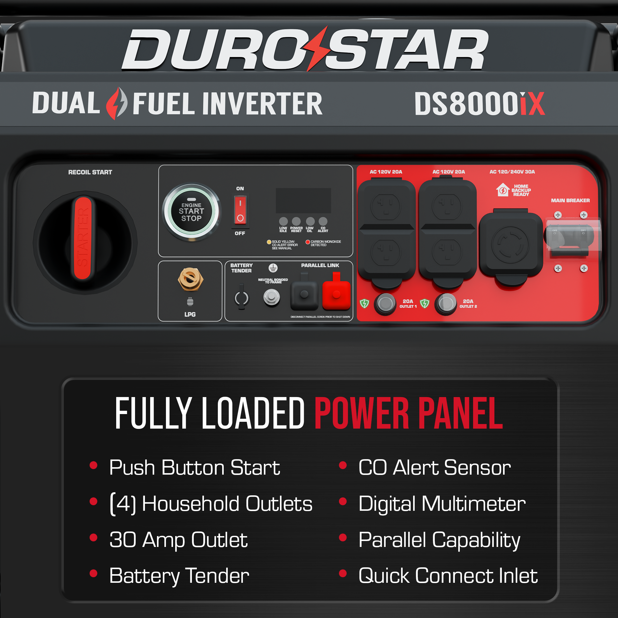 DuroStar DS8000iX dual fuel inverter generator