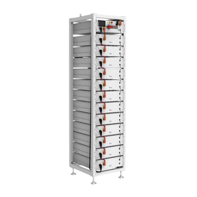 Deye ESS BOS-G60 60kWh Small-Scale C&I Energy Storage Solution appears as a single tall white battery cabinet with stacked modules and visible power cables