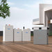 Deye ESS RW-F10.2-B Advanced LiFePO4 Home Battery Storage System is shown as multiple white battery units arranged outdoors with a larger control unit