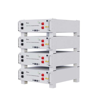 Deye ESS SE-G5.1PRO-B 5.12kWh Low Voltage Storage Battery is shown as multiple white battery modules stacked on a metal frame for scalable energy storage