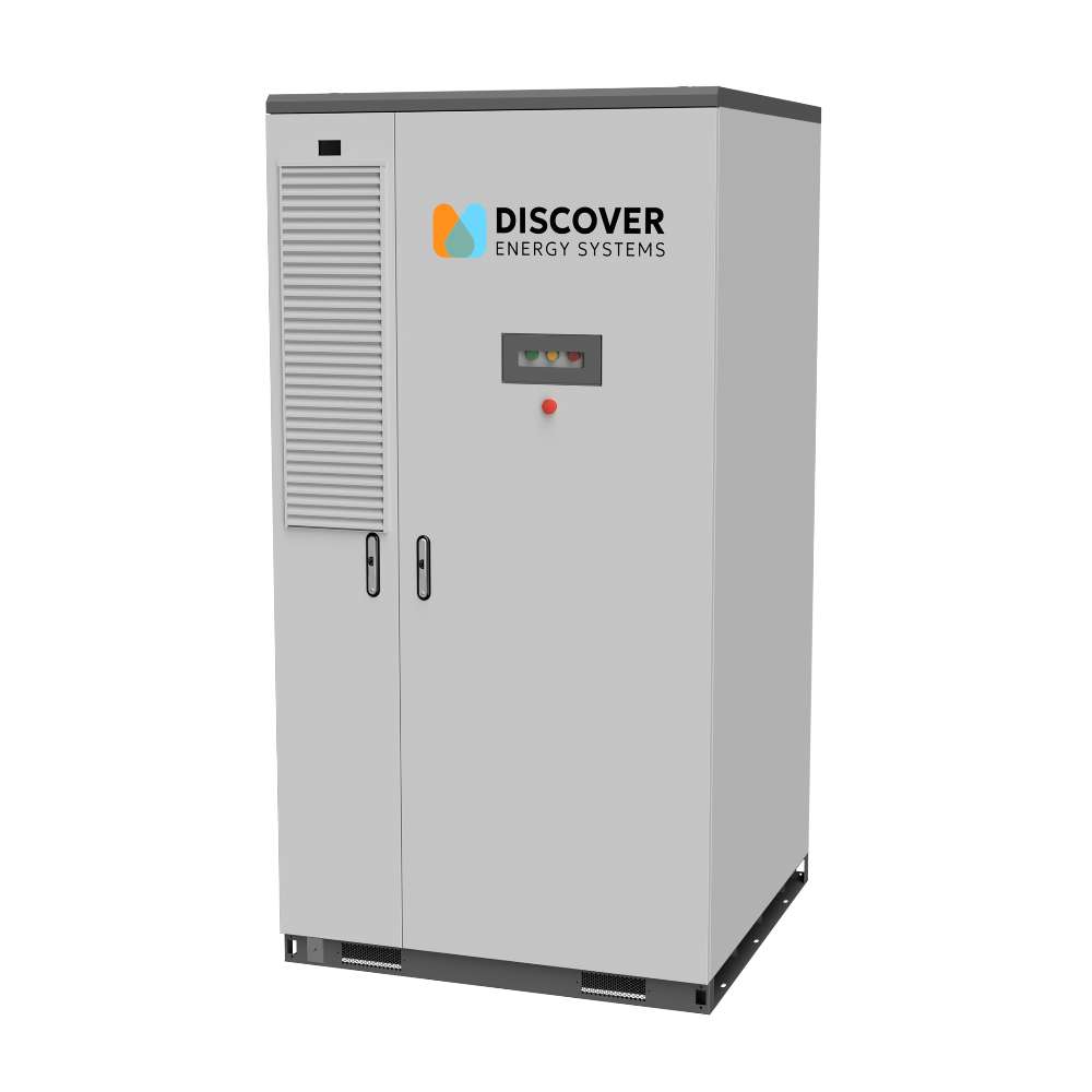Discover Energy 209kWh LiFePO4 Outdoor C&I Energy Storage Cabinet-AES-210HV is shown as a tall gray cabinet with vents and double doors