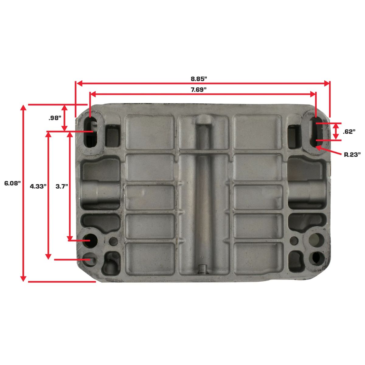 Bottom Mounting view of DuroMax XP23HPE focusing  the bolt mounting pattern