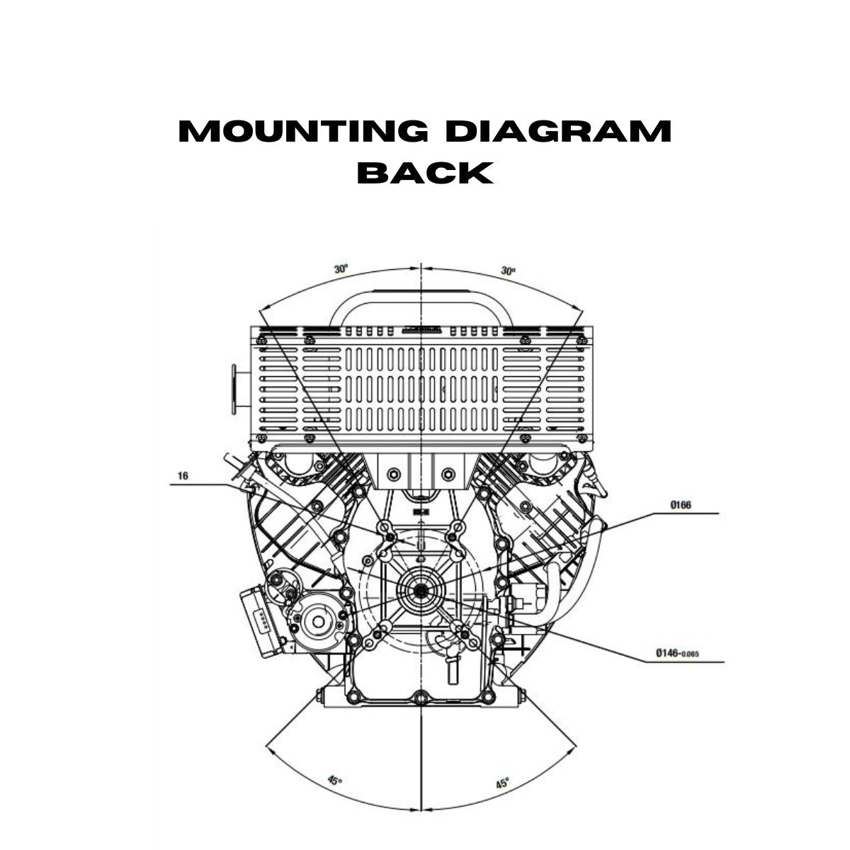 Mounting diagram of the back of the DuroMax XP35HPE