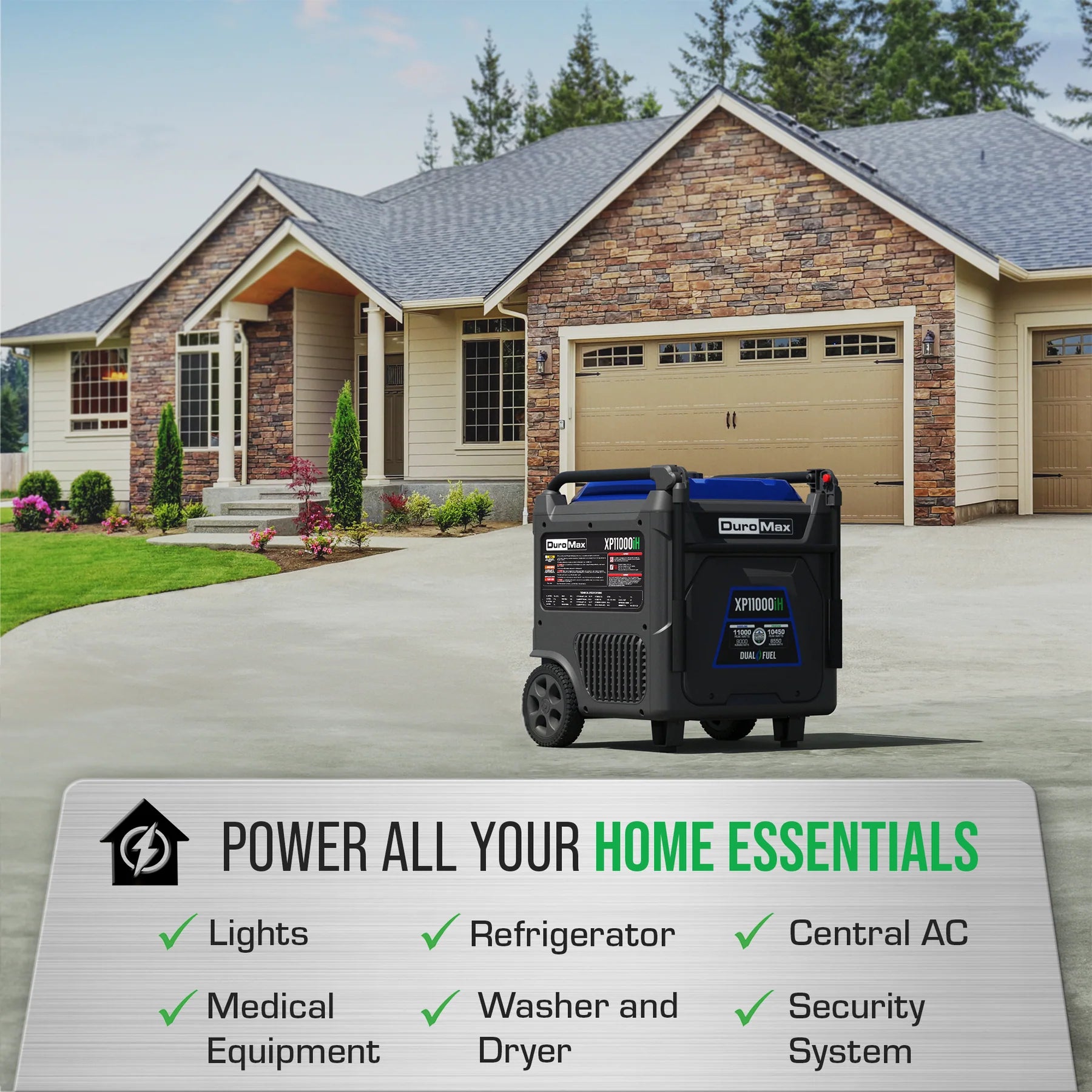 DuroMax XP11000iH Watt Portable Dual Fuel Inverter Generator