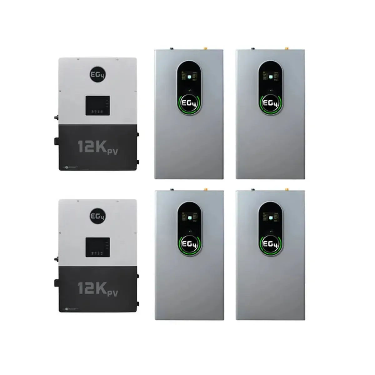 EG4 12kPV Hybrid Inverter | 48V | 12000W Input | 8000W Output | 120/240V Split Phase + EG4-WallMount Indoor Battery 280AH | 51.2V | 14.3kWh Energy Storage Systems EG4 2 EG4 12kPV + 4 x EG4-WallMount Indoor Battery | 57.2kWh Capacity